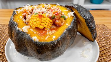 La carbonada típica se cocina al horno en el propio zapallo.