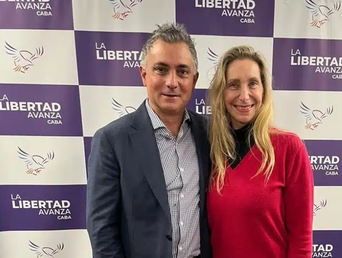 Sebastián Pareja y Karina Milei.&nbsp;