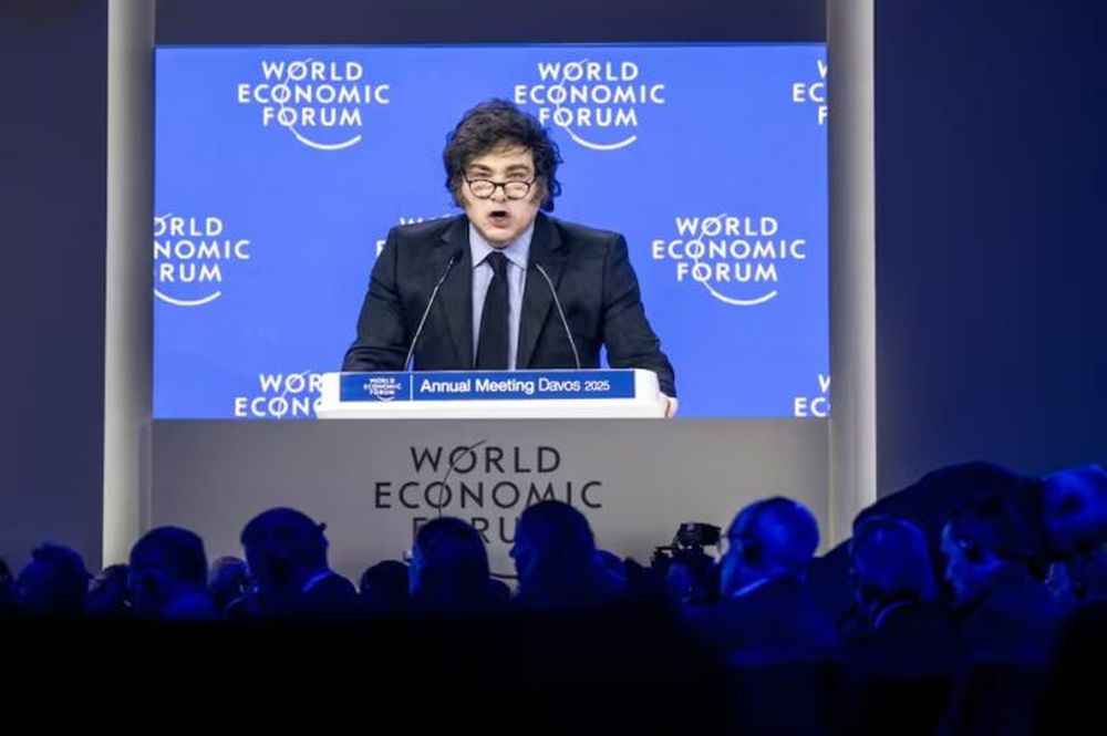 El presidente Javier Milei en el foro de Davos.