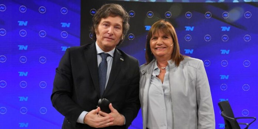 El presidente Javier Milei y la ministra de Seguridad, Patricia Bullrich.