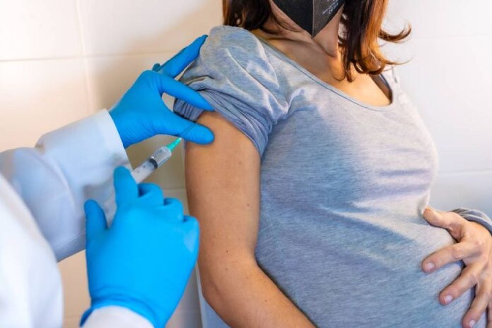 La vacunación en una mujer embarazada. La vacunación en una mujer embarazada.