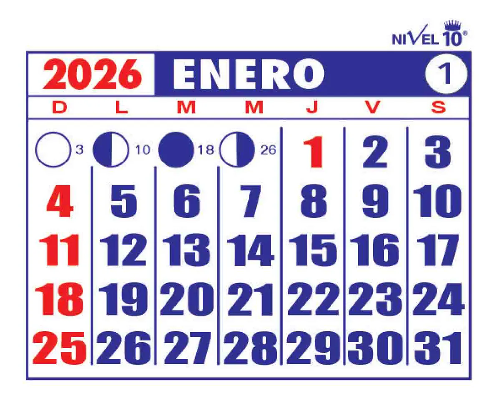 El calendario de enero de este año, sin cambios.&nbsp;