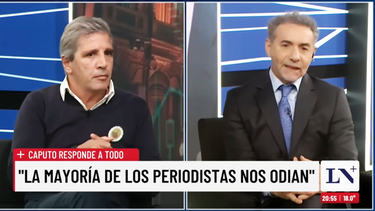 El ministro de Economía, Luis Caputo, en una entrevista con el periodista Luis Majul. (Imagen de TV)