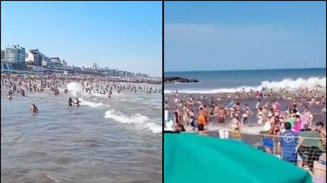 Dos postales de un mismo fenómeno: a la izquierda, el avance del agua en Mar Chiquita; a la derecha, el mar sube en Mar del Plata.&nbsp;