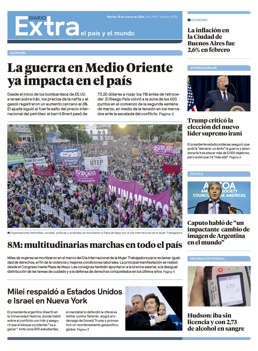 Tapa Diario Extra - 10-03