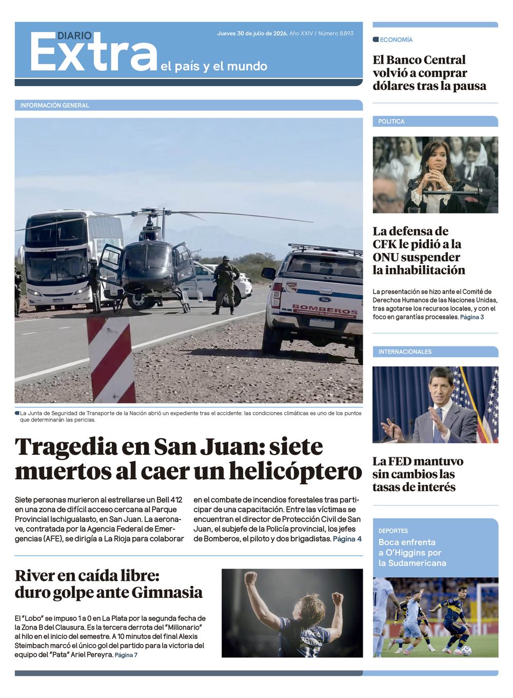 Tapa Diario Extra - 30-07