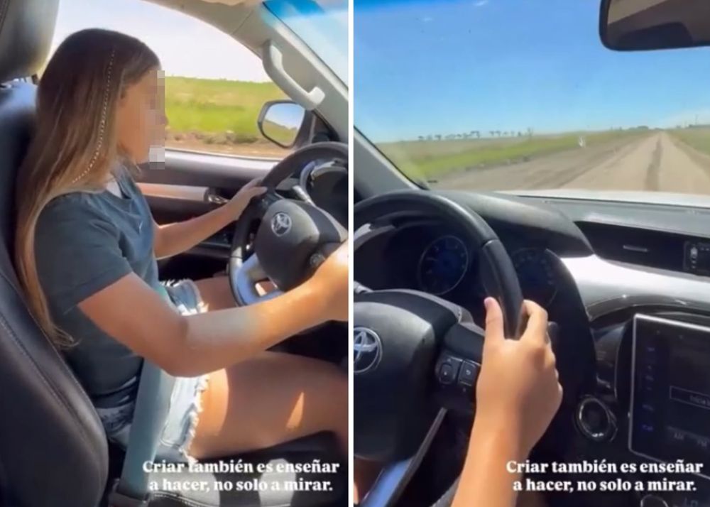 La hija de El Polaco y Valeria Aquino en medio de la polémica luego de que su madre compartiera un video en el que le enseña a manejar.&nbsp;