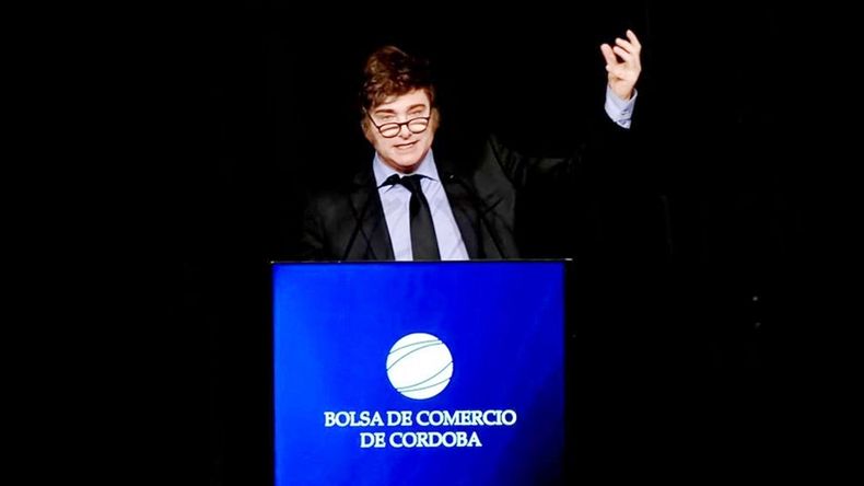 Javier Milei en el acto por el 125º aniversario de la Bolsa de Comercio de Córdoba.&nbsp;