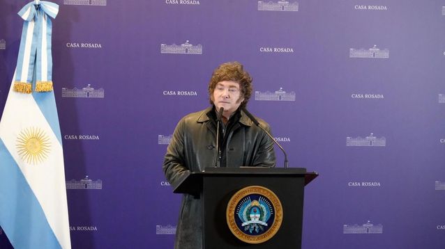El presidente, Javier Milei, en la Casa Rosada.&nbsp;