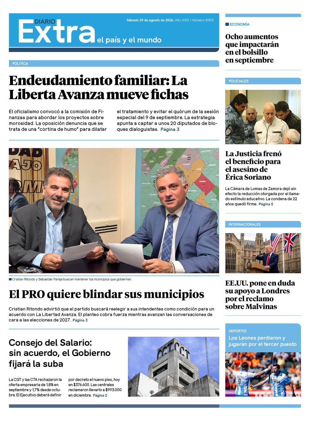 Tapa Diario Extra 29-08
