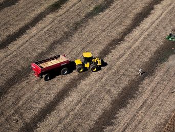 Un campo desde una vista aérea. 