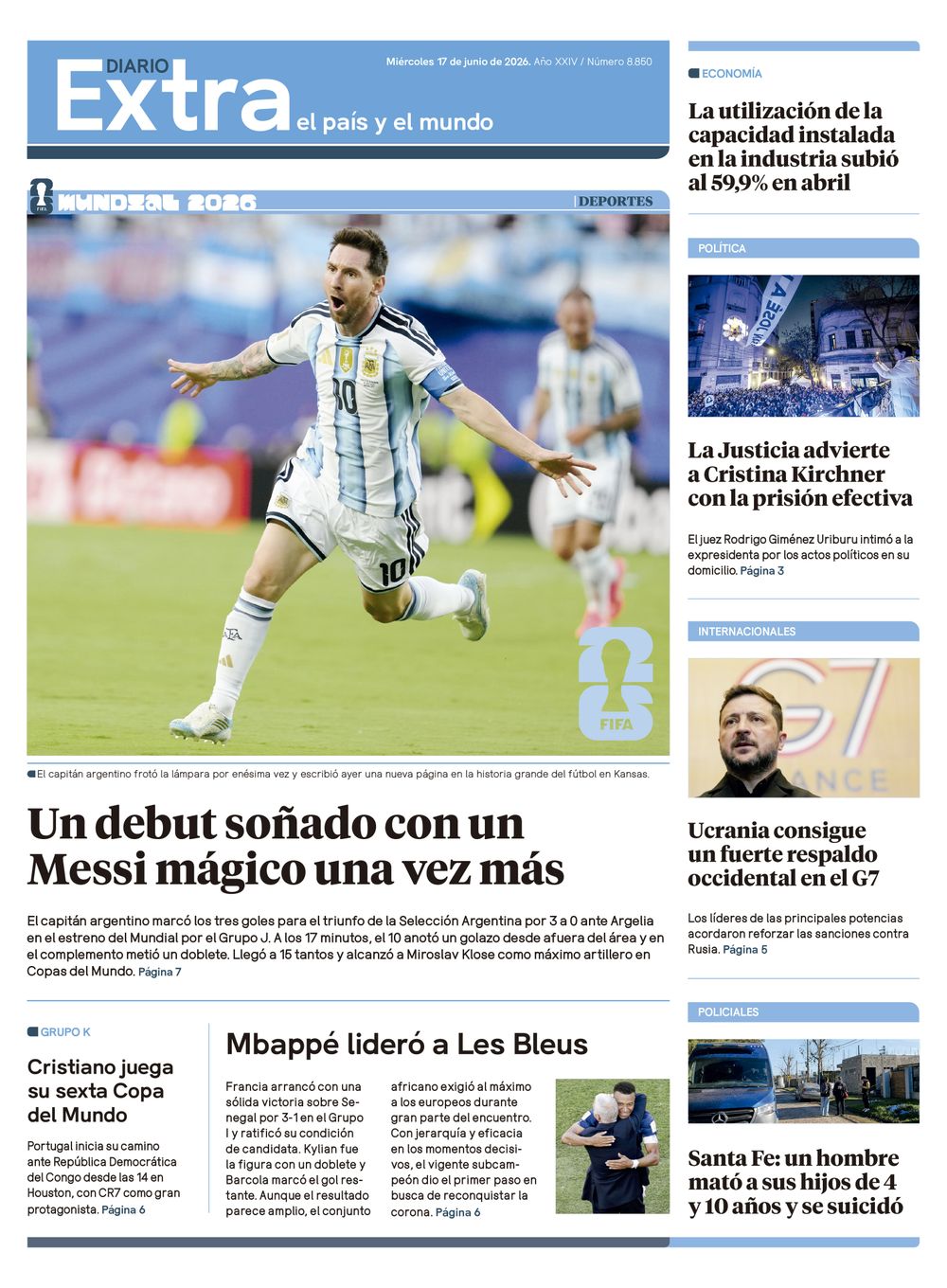 Tapa Diario Extra - 17-06