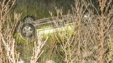 El automóvil quedó volcado sobre la mano a Lobería.&nbsp;
