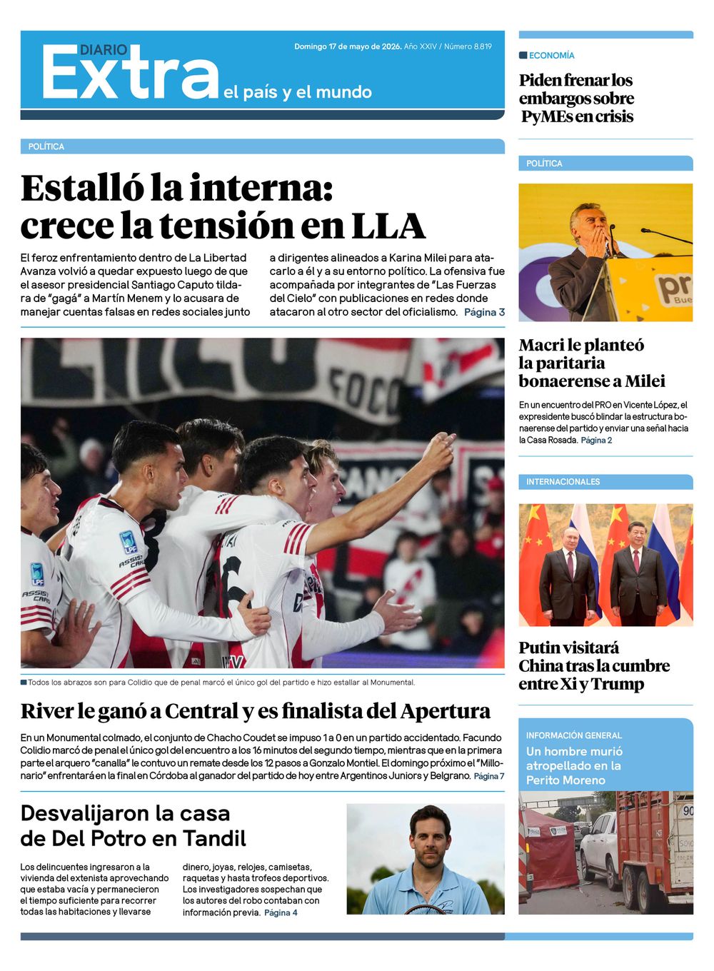 Tapa diario Extra 17-05