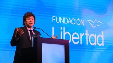 Javier Milei habla en la Fundación Libertad.