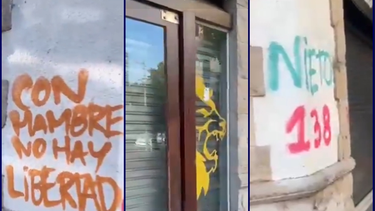 Imágenes del local de la LLA en Mar del Plata vandalizado con pintadas.