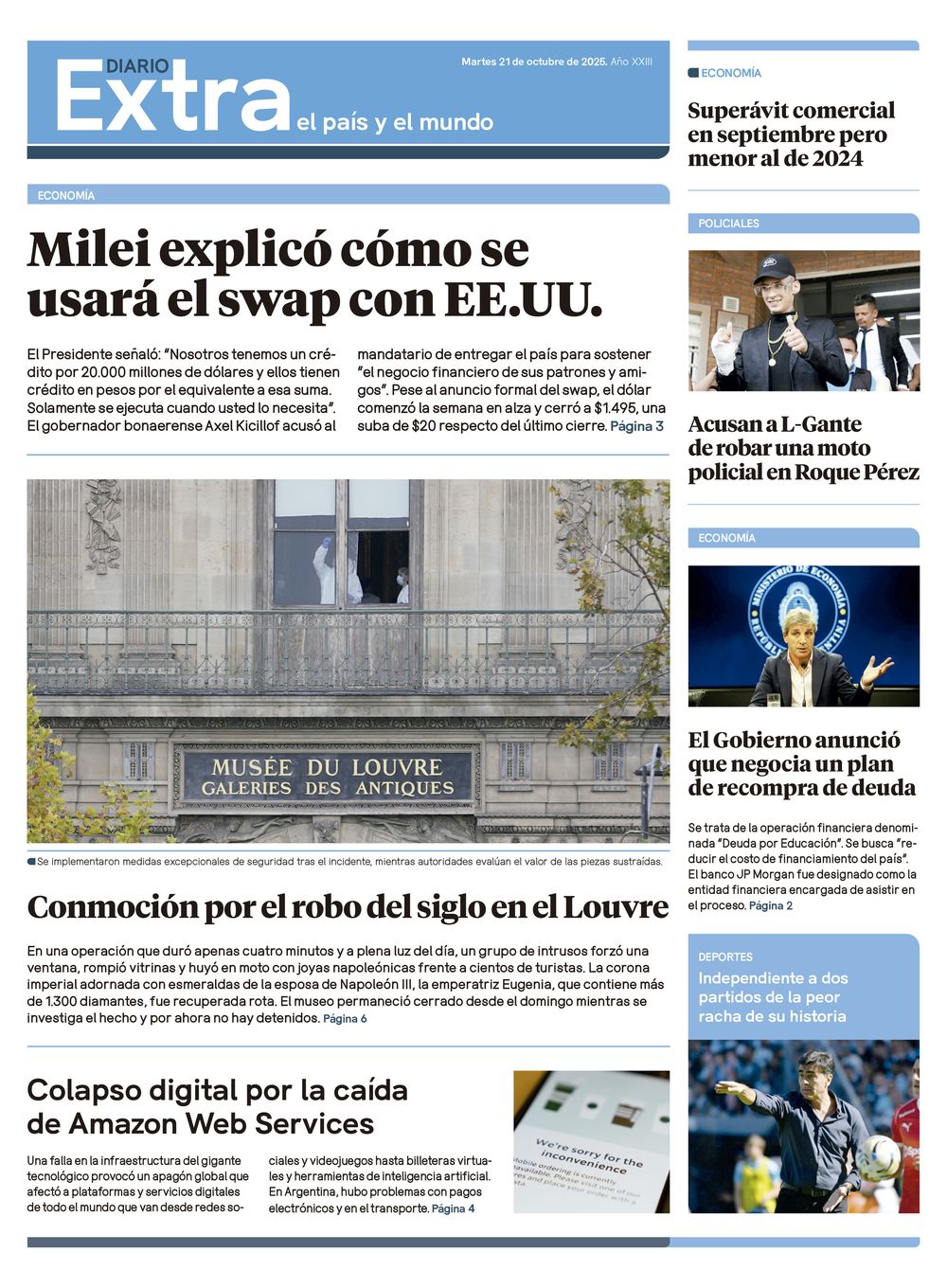 Tapa Diario Extra - 21-10
