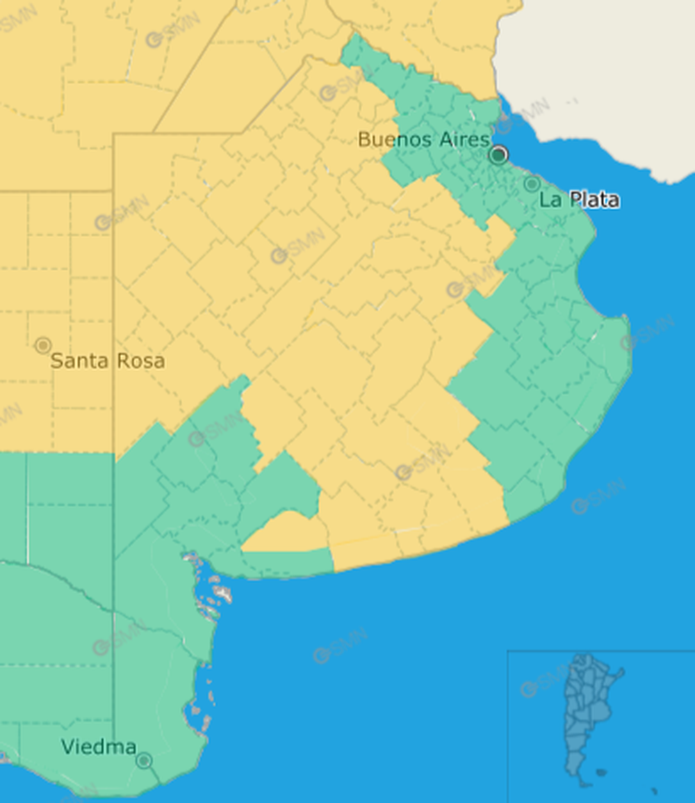 Alerta amarilla por vientos para la provincia de Buenos Aires