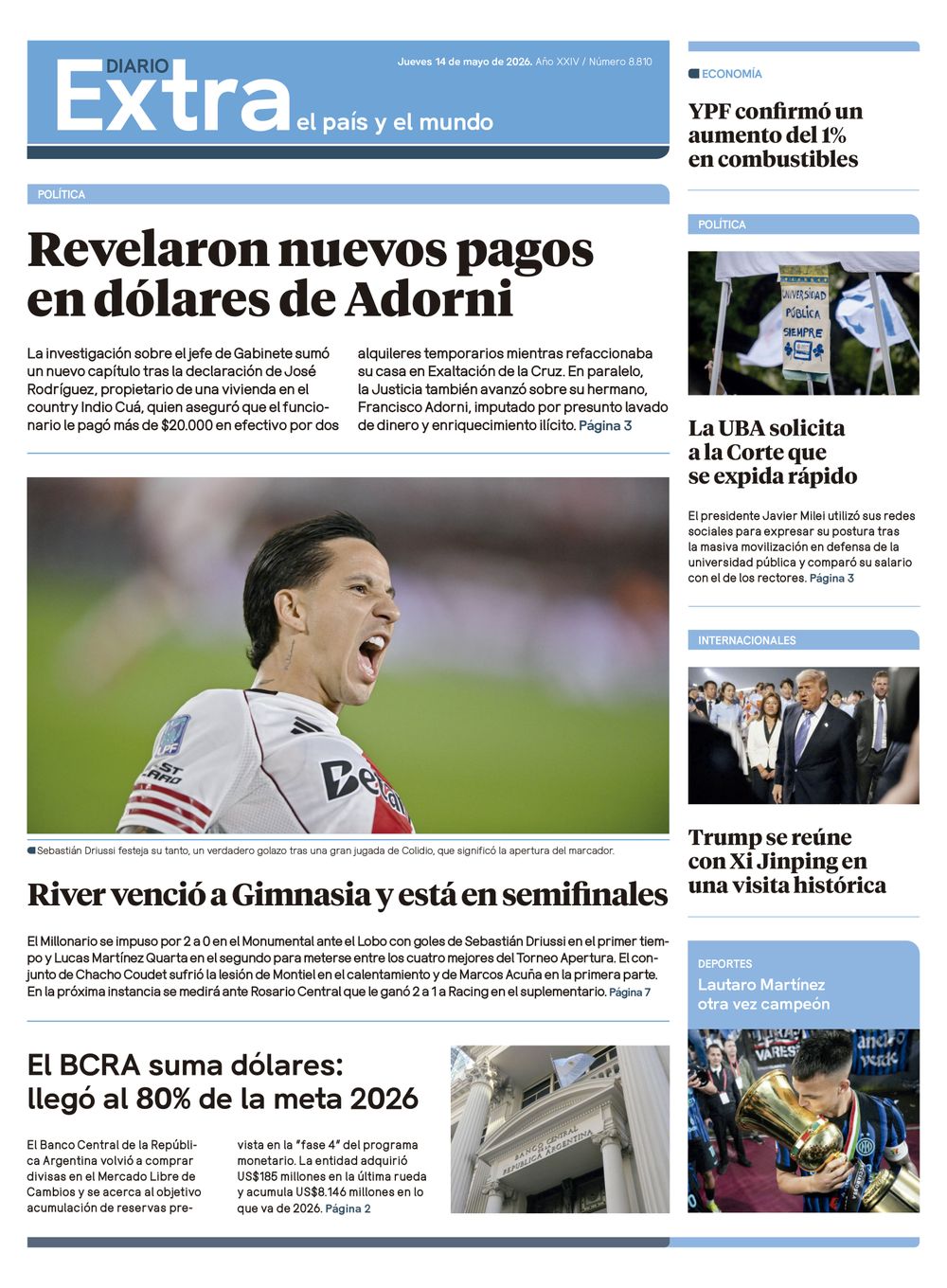 Tapa Diario Extra - 14-05