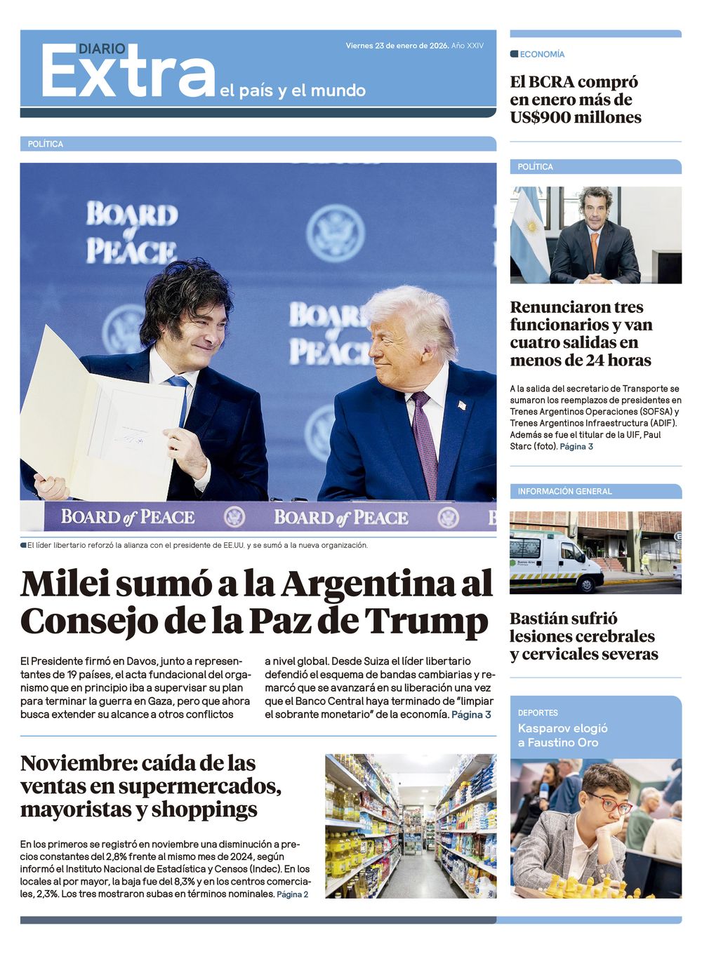 Tapa Diario Extra - 23-01