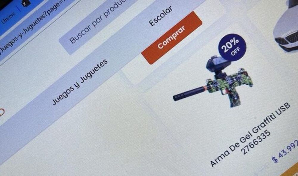 Una de las armas de hidrogel publicitadas en comercios digitales. (CAIJ)