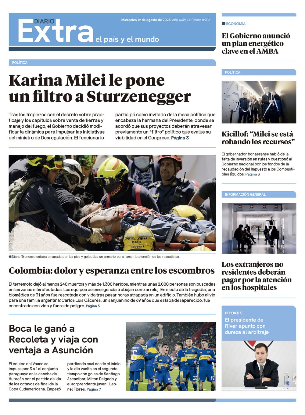 Tapa Diario Extra - 12-08