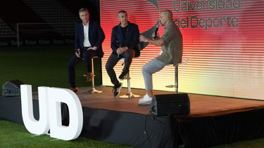 Juan Sebastián Verón en el lanzamiento de la Universidad del Deporte en Estudiantes de La Plata.
