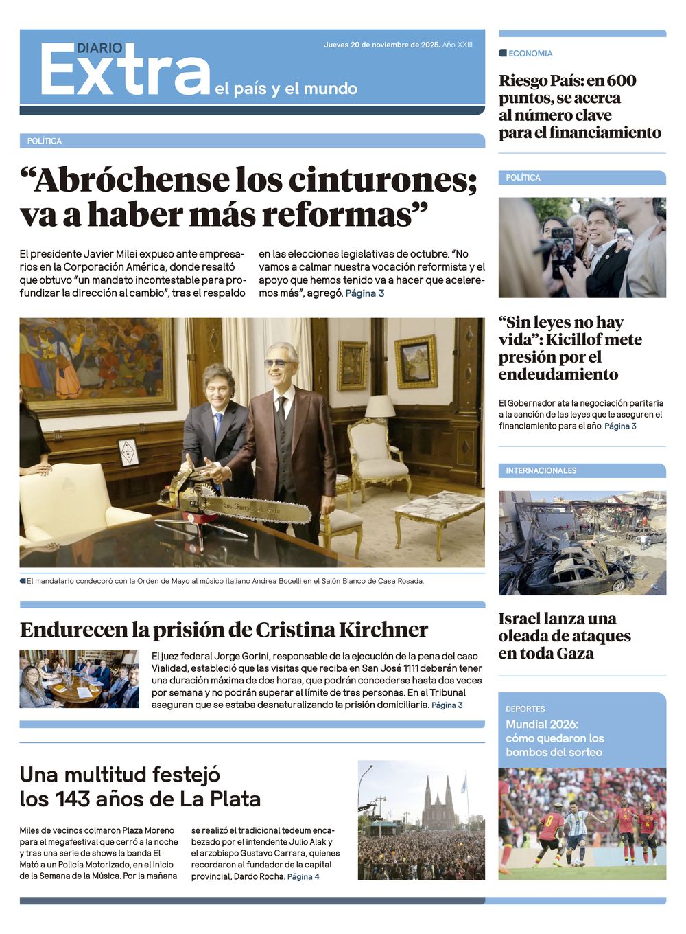 Tapa Diario Extra - 20-11
