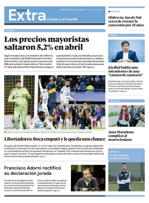 Edición impresa Diario Extra 20/05/2026 Edición impresa Diario Extra 20/05/2026
