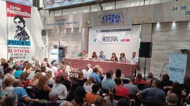 La asamblea de CTERA en la que se votó el paro. (Prensa CTERA)