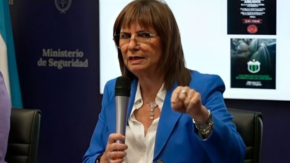 La ministra de Seguridad, Patricia Bullrich, en la conferencia de prensa. (Captura de video)