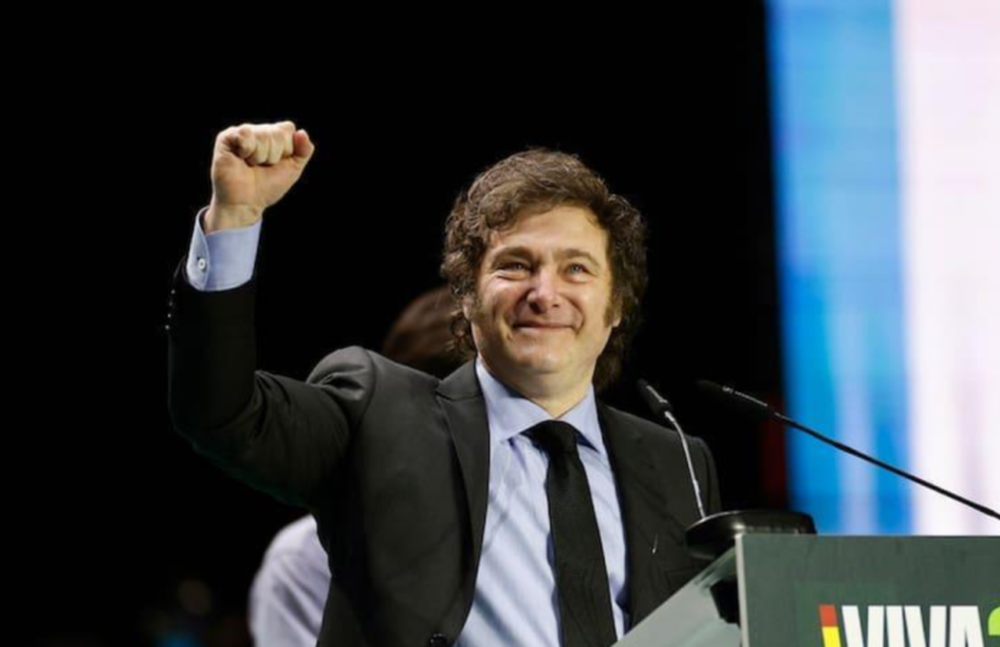 El presidente Javier Milei en el Palacio de Vistalegre donde Vox celebró su festival Viva 24.