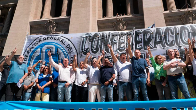 La protesta de la CGT contra la Ley de Modernización Laboral.