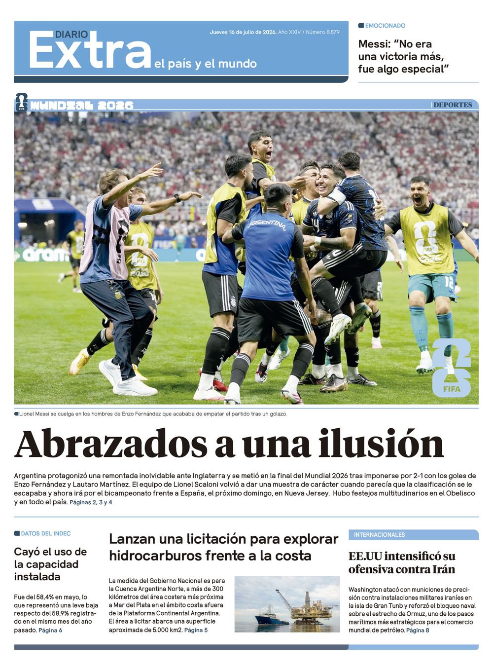 Tapa Diario Extra - 16-07