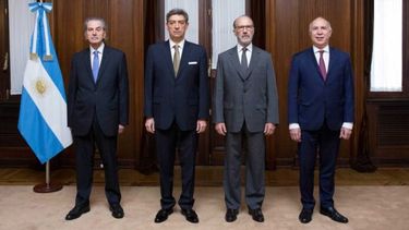 Juan Carlos Maqueda (izq.), Horacio Rosatti, Carlos Rosenkrantz y Ricardo Lorenzetti, los cuatro jueces de la Corte Suprema de la Nación. - CSJN -