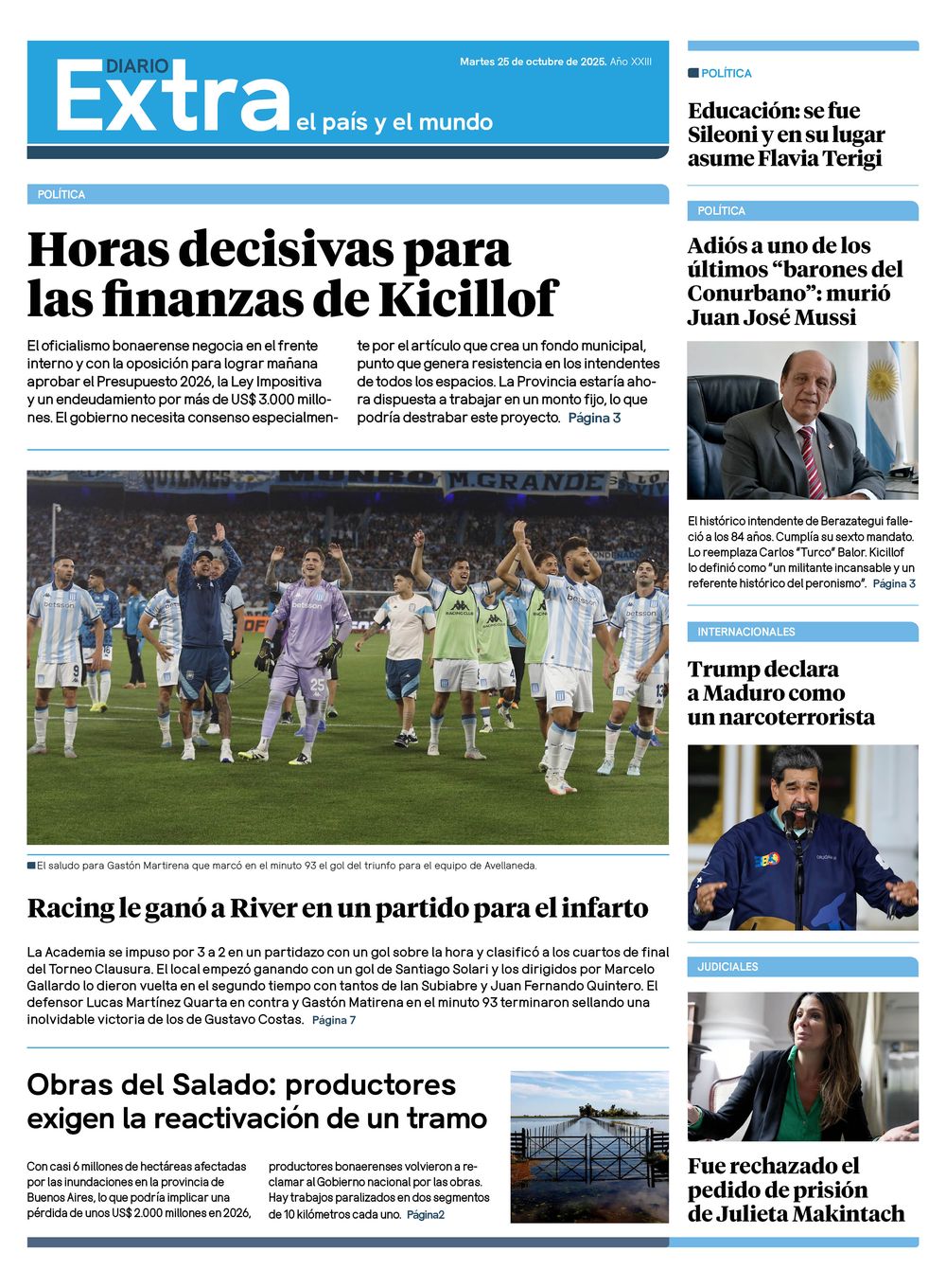 Tapa Diario Extra - 25-11