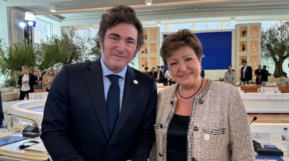 Javier Milei y la titular del Fondo Monetario Internacional (FMI), Kristalina Georgieva.
