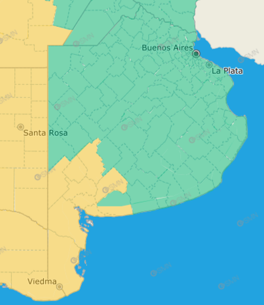 Alerta meteorol&oacute;gica por vientos para este domingo, seg&uacute;n el Servicio Meteorol&oacute;gico Nacional.