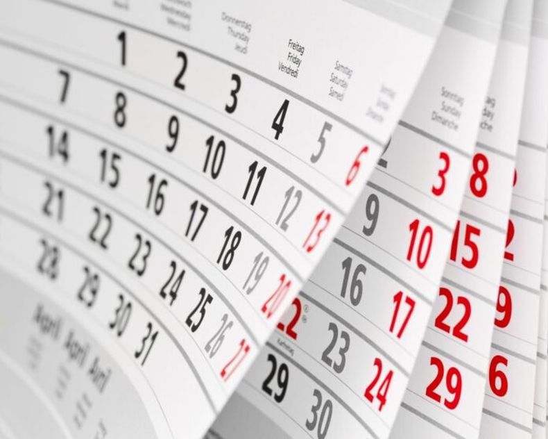Los feriados en agenda.