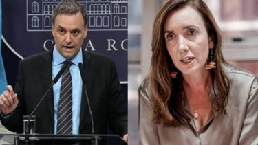 El vocero presidencial, Manuel Adorni, y la vicepresidente, Victoria Villarruel.