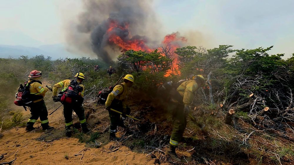 El contingente bonaerense partió con el objetivo de combatir el incendio de Puerto Patriada y el sector de Laguna Villarino, donde el fuego tiene comportamiento extremo. Ministerio de Seguridad bonaerense) El contingente bonaerense partió con el objetivo de combatir el incendio de Puerto Patriada y el sector de Laguna Villarino, donde el fuego tiene comportamiento extremo. Ministerio de Seguridad bonaerense)