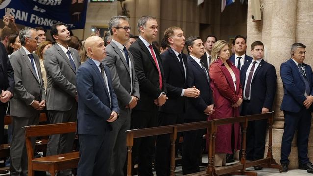 Los representantes del gobierno en la Basílica de Luján.&nbsp;