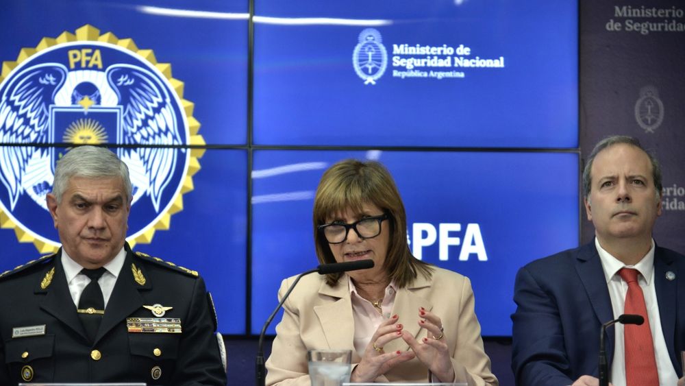 Conferencia de prensa de la ministra Patricia Bullrich sobre los alcances de la Operación Lusitania. (Ministerio de Seguridad dela Nación) 
