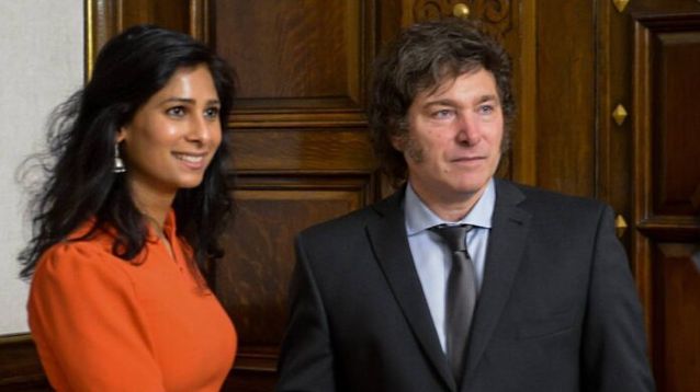 Gopinath con el presidente Milei. (Presidencia)