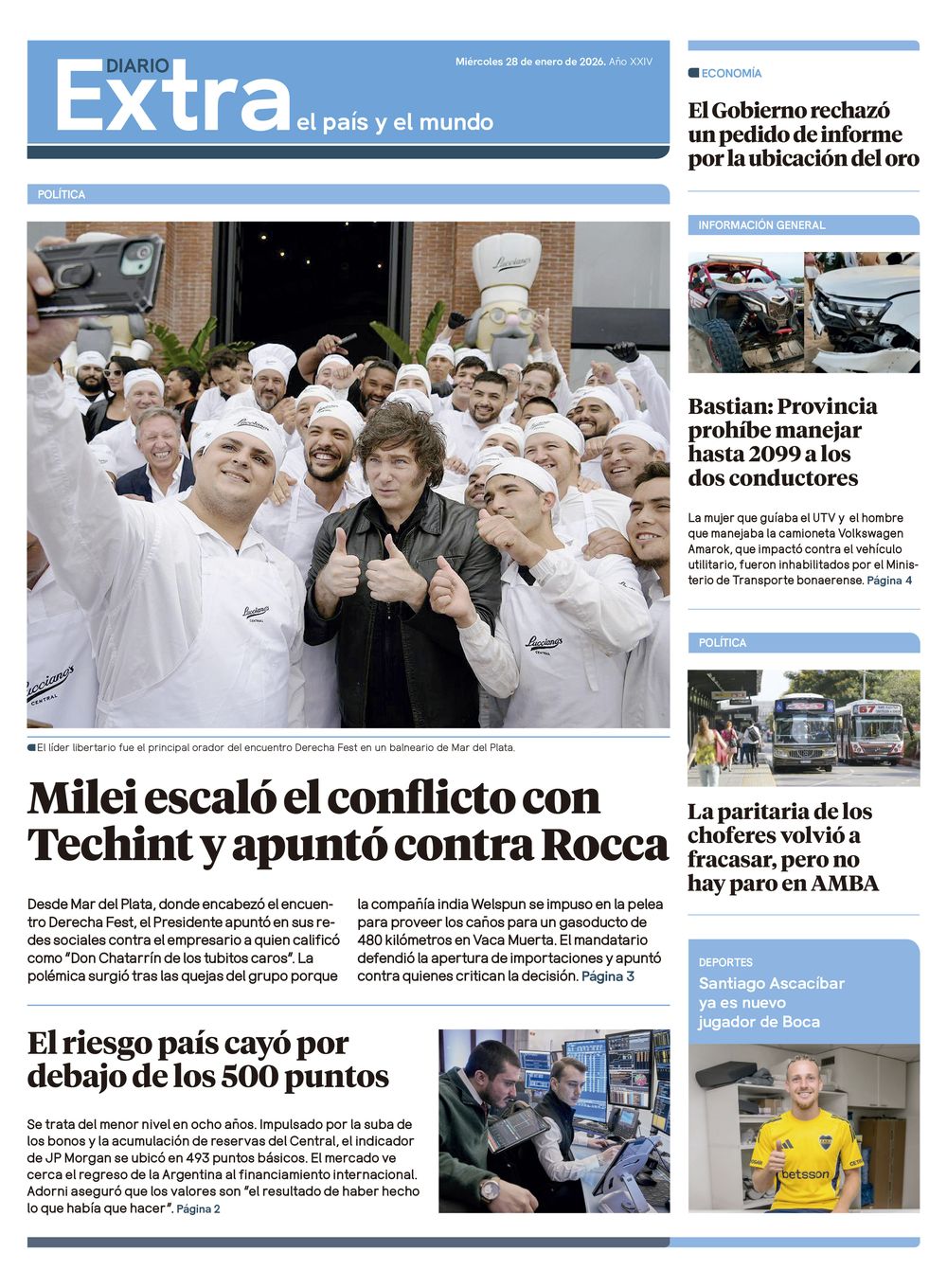 Tapa Diario Extra - 28-01