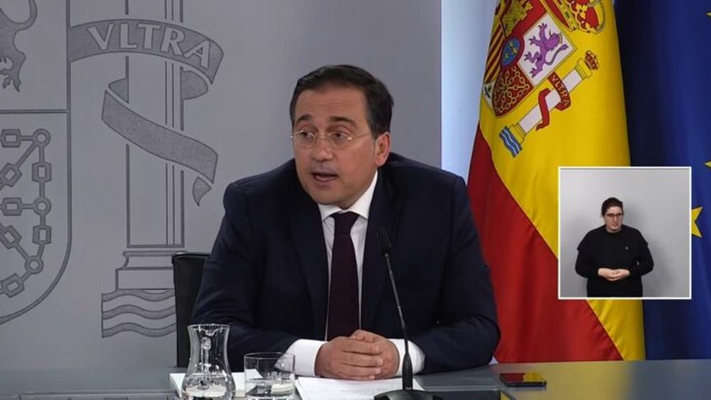 El ministro de Relaciones Exteriores de España, José Manuel Albares. (Captura de video)
