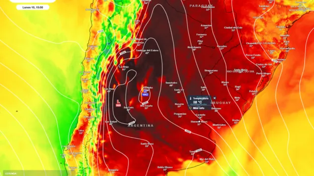 Las marcas térmicas esperadas para este lunes. (Meteored)